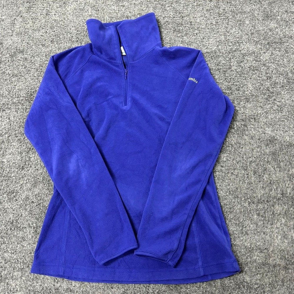 Columbia Fleece Pullover Womens Size S Blue Quarter Zip Mock Neck Lightweight